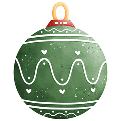 Watercolor Christmas Ball Illustration Isolated on Transparent Background