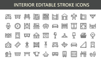 Interior Editable Stroke Outline Icons Pixel Perfect