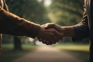 Business people shaking hands, finishing up a meeting. Teamwork concept.