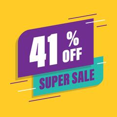 Fototapeta premium Forty one 41% percent purple and green sale tag vector