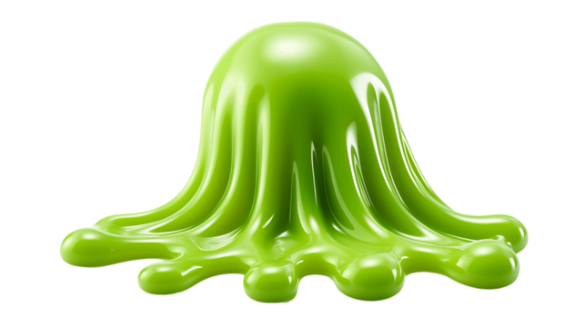 Green Slime Blob Dripping Isolated on Transparent or White Background, PNG