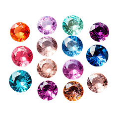 Sparkling Gem Diamond Assortment Isolated on Transparent or White Background, PNG