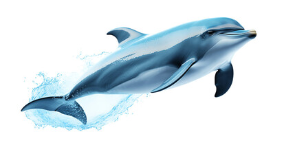 Joyful Leaping Dolphin Isolated on Transparent or White Background, PNG