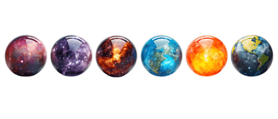 Cosmic Planet Assortment Design Isolated on Transparent or White Background, PNG