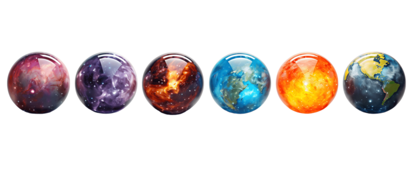 Cosmic Planet Assortment Design Isolated on Transparent or White Background, PNG - Powered by Adobe