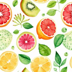 Fototapeta na wymiar watercolor fresh fruit seamless pattern