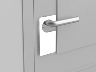 High Level Angle White Blank Door Hanger with Door Handle Mockup