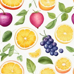 watercolor fresh fruit seamless pattern