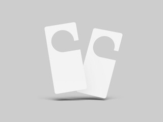 Front View White Blank Two Door Hanger Sign Floating 3D Render Mockup