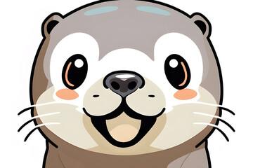Make a cute otter with a white background into a vector image. generative AI