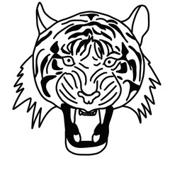 black and white angry tiger face