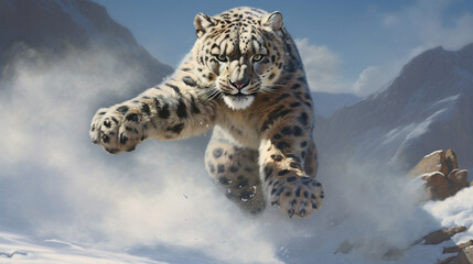 snow leopard predator Generative AI