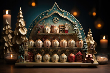 Obraz premium Christmas advent calendar. Christmas gifts and holiday traditions concept