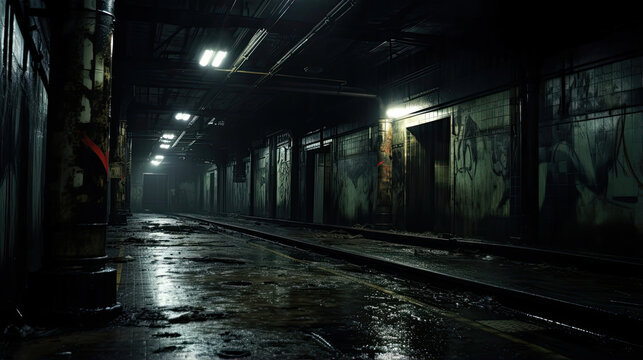 Haunted Subway Station at Midnight