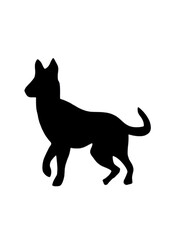 illustration of black silhouette of a dog isolated  on transparent background
