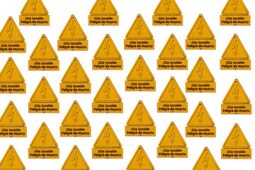  High voltage sign icon pattern on white background. Danger symbol. Arrow in triangle. Warning...