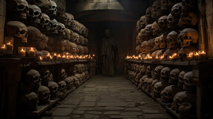 Fototapeta premium Skulls in a Haunted Cellar