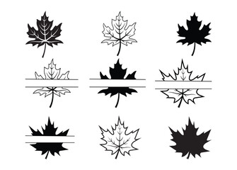 Maple Leaf  vector bundle, Maple clipart, Leaf  clipart, Maple Leaf  silhouette.	
