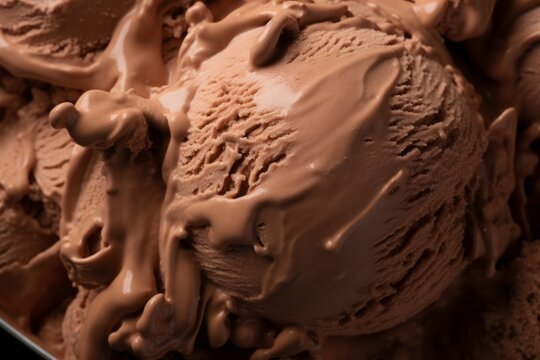 a macro image of a texture of brown chocolate ice cream with swirls. Close-up. filling up the frame