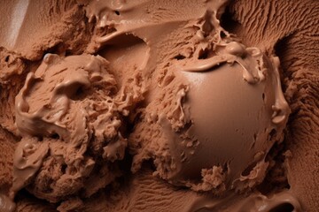 a macro image of a texture of brown chocolate ice cream with swirls. Close-up. filling up the frame - obrazy, fototapety, plakaty