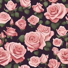 pink roses on a black background