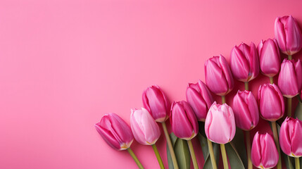 Tulips isolated on viva magenta background