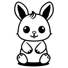 Cute smile rabbit outline vecter illustration