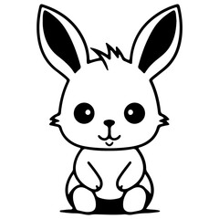 Cute smile rabbit outline vecter illustration