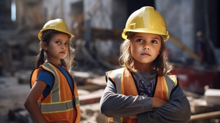 Children working on construction