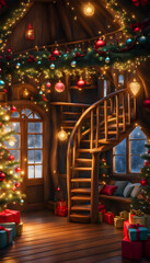 Fototapeta na wymiar House with Christmas decorations