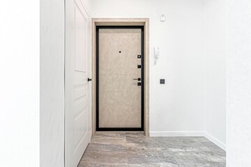 White modern interior in a new apartment, white interior doors