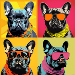 pop-art dog Illustration french bulldog  ,ai generated