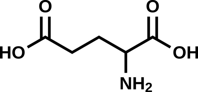 Glutamic acid structural formula, vector illustration