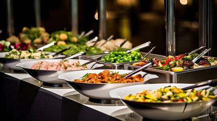 Obraz premium food plates on buffet table