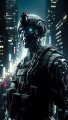 Fototapeta na wymiar Future Warfare: The Cyborg Sentinel