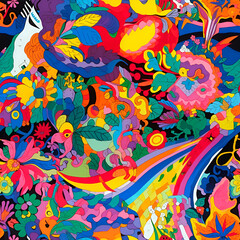 colorful background,pattern,textile,leaf,colorful,flowers,plant,nature,Ai generated 