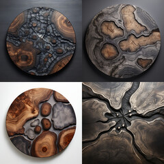 round wood painting, wood grain   ,ai generated