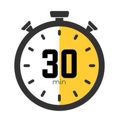 Thirty minutes stopwatch symbol, timer icon, cooking time, 30 minutes countdown, sports or cosmetic or chemical application time, 30 minute waiting time. Vector stock illustration. - obrazy, fototapety, plakaty