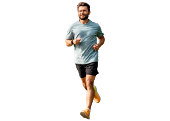 Intensive running cardio training of a sports person who trains every day. A man in sports clothes is running on the street.