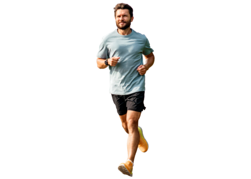 Intensive running cardio training of a sports person who trains every day. A man in sports clothes is running on the street.