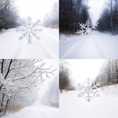 snowflakes in winter   ,ai generated