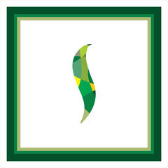 Fototapeta na wymiar Arabic Alphabet free style green Arabic typography design on white green border 