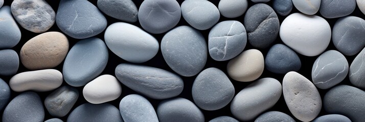 gray stone pebbles edge to edge background. - obrazy, fototapety, plakaty