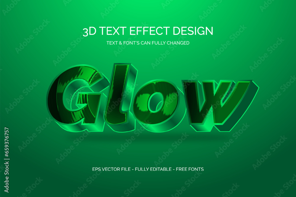 Fototapete glow, 3d editable text effect vector design.