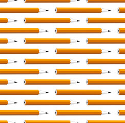 Pencils seamless vector wallpaper, different pencils endless pattern background.