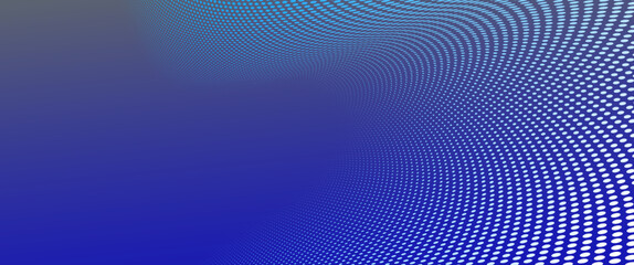 Abstract vector background with dots in motion like particles, technology halftone big data theme backdrop, dark blue minimal 3D perspective design.
