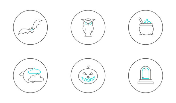 Halloween. A set of linear icons. icons. Vector image.