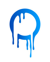 Circle design with liquid melting style shapes vector design isolated on white background, symbol icon or logo with paint dissolved.