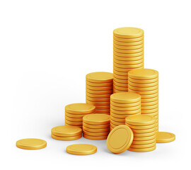 PNG gold coin money 3d currency isolated on transparent background.