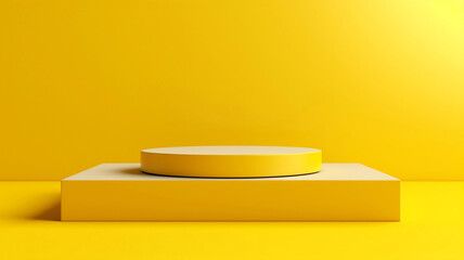 Podium 3D. Yellow. Lemon color, autumn shades